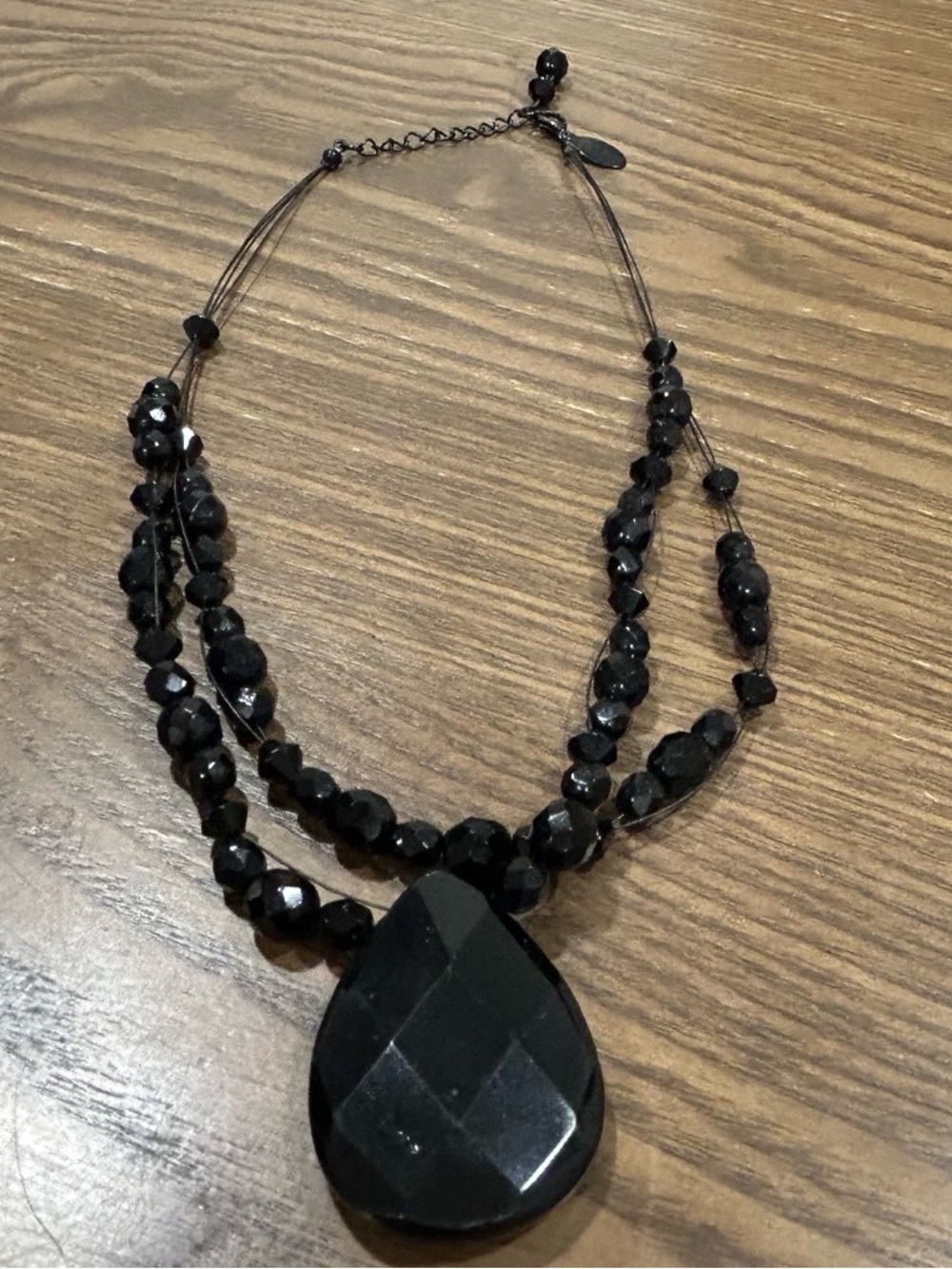 White House Black Market Tear Drop Beaded w Large 16-18” Black Elegant